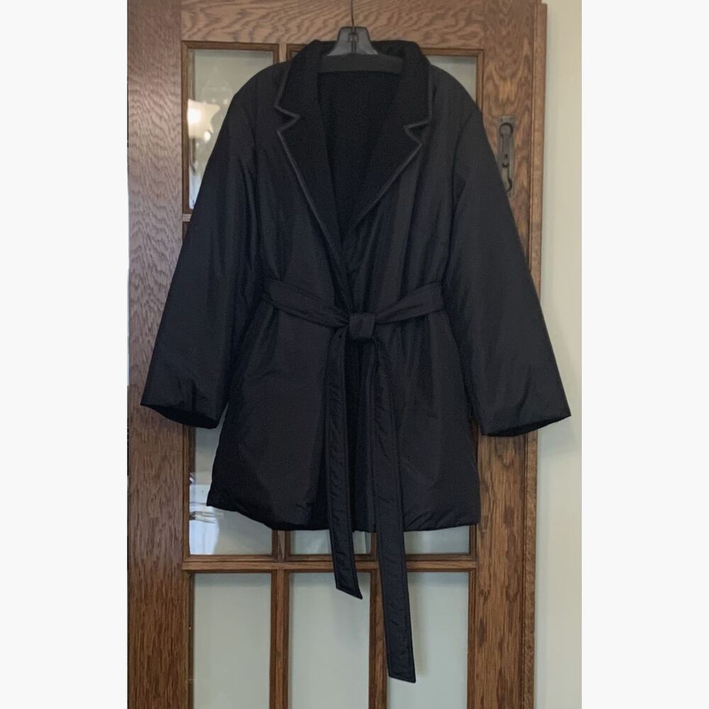 Lafayette 148 Reversible Puffer Coat Camel Hair & Tech Black 2X Excellent - Picture 3 of 13
